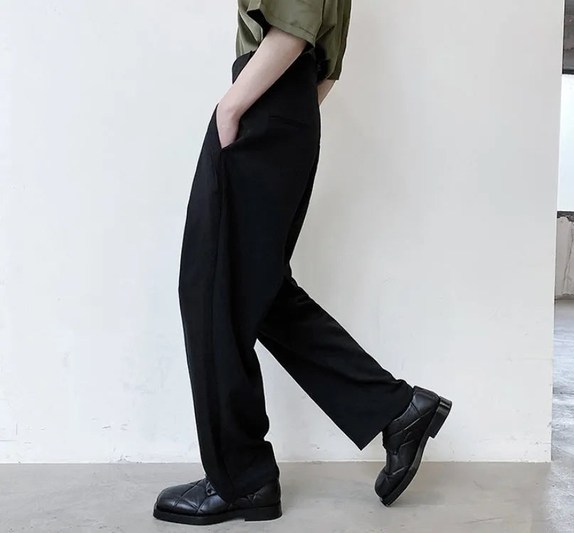 Men's cotton blend high waist straight tube harem trousers in apricot colour for business casual wear
