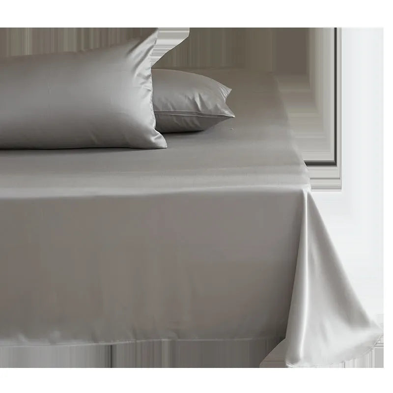 Tencel Lyocell solid colour bed sheet in light gray with twill weave texture, available in single to super king sizes
