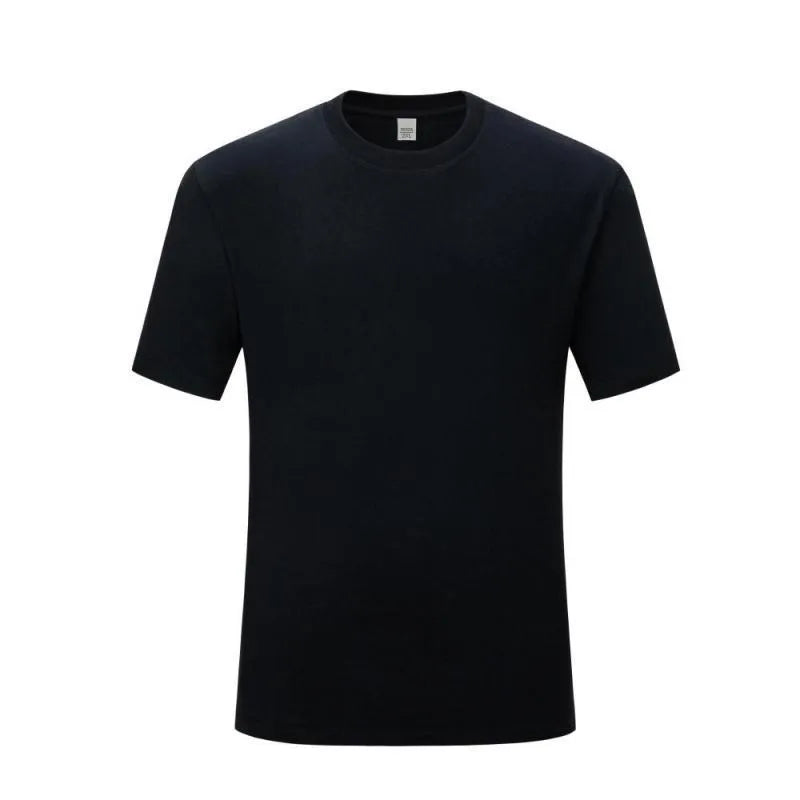 Men's CVC cotton short-sleeved round neck T-shirt in white and black solid colours
