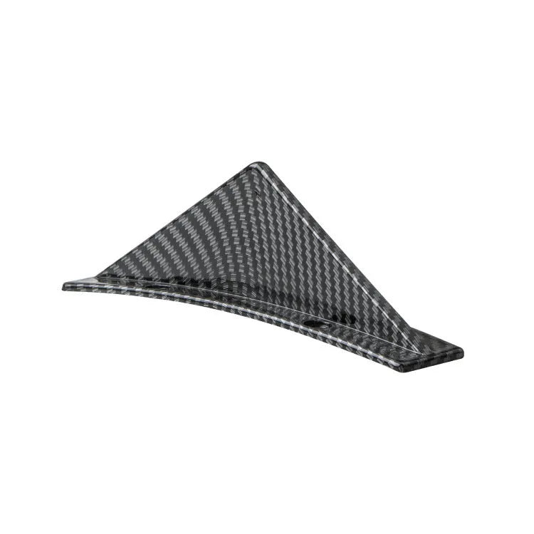 Four triangle car rear spoilers in bright black and carbon fibre finishes