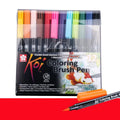 Set of water-based watercolour brush marker pens with soft flexible tips, shown in 12 colour selection.