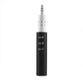 Black Bluetooth car audio receiver adapter with 3.5mm AUX connection for wireless music streaming