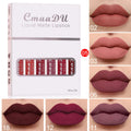 Set of six boxes containing matte finish, waterproof lip gloss tubes