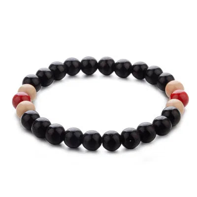Natural stone beaded bracelet with lava stones for essential oils on wrist