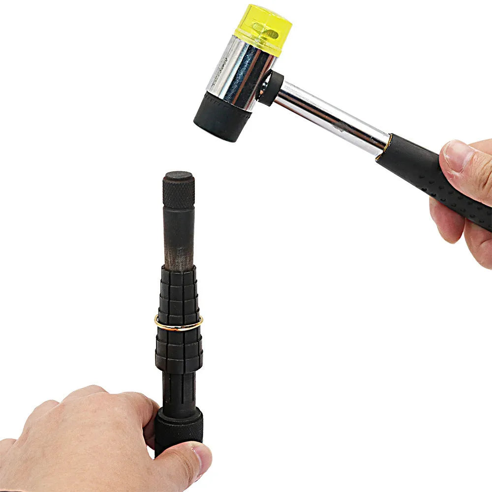 Plastic ring stretcher and expander tool set with rubber hammer for jewellery repair