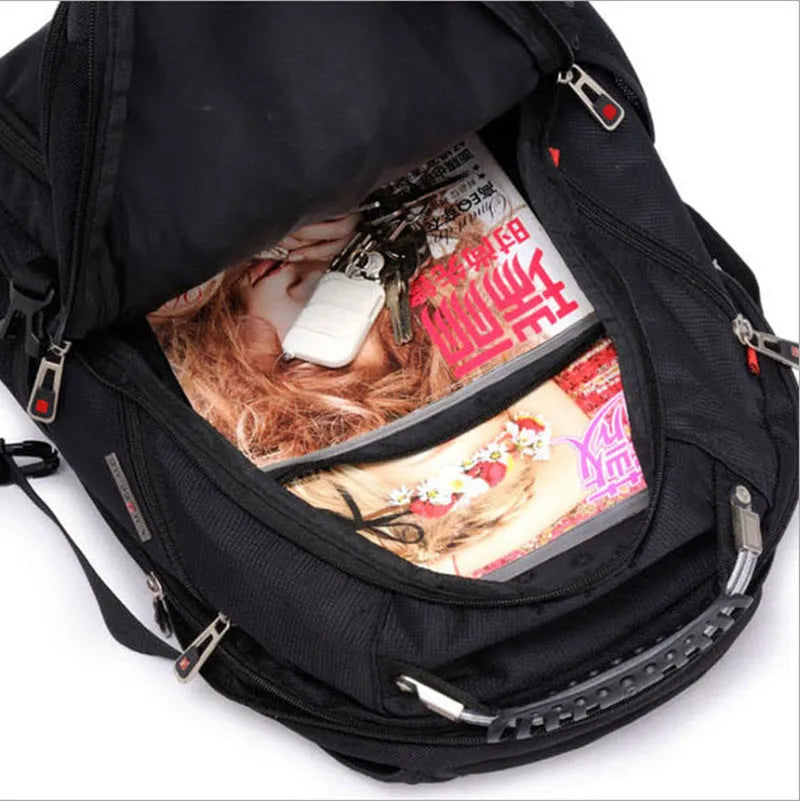 Black business computer backpack with 38 litre capacity and laptop compartment