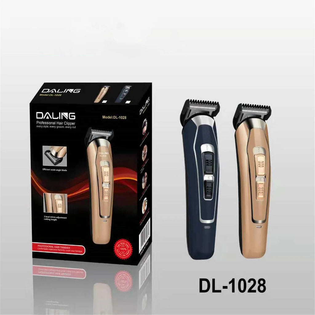 Dark blue rechargeable electric hair clipper with stainless steel blades for home grooming