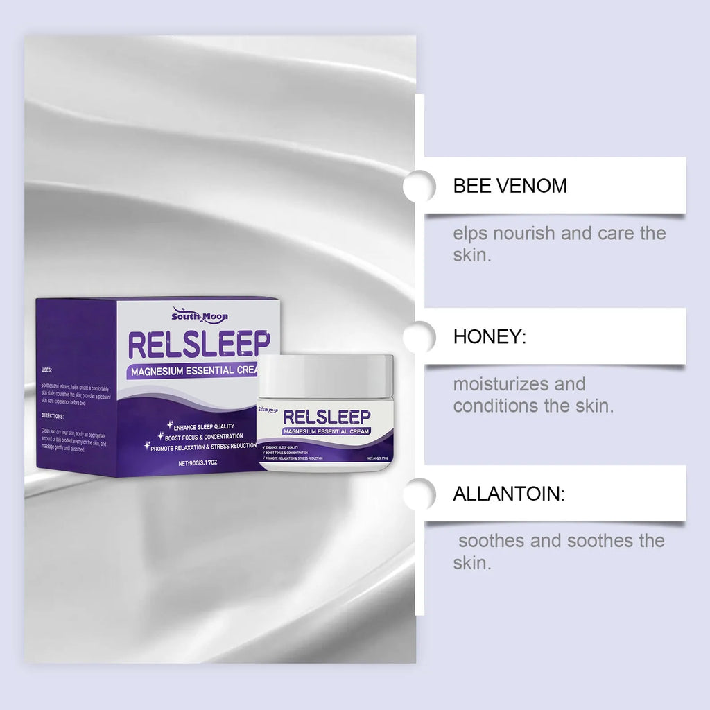 Sleep Magnesium Essence Cream 90g container with honey and magnesium sulfate formula