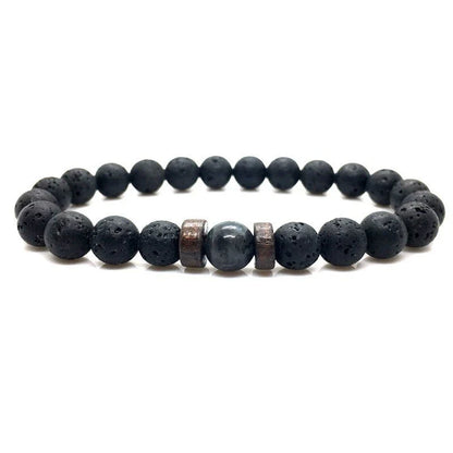 Premium men's black volcanic stone bracelet with unique, durable design and adjustable fit