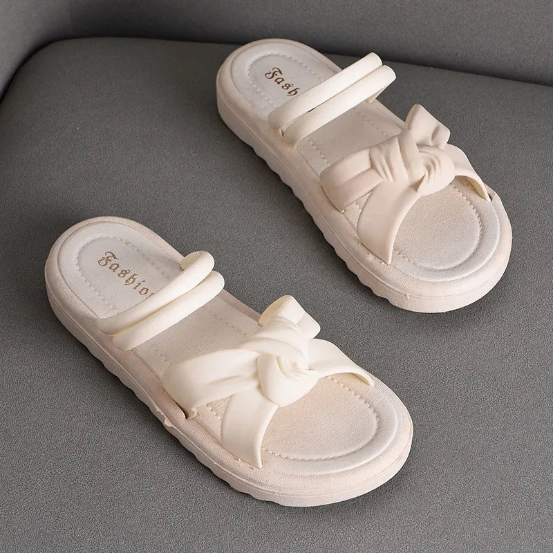 Women's black and white sandals with thick soft back and two-way wear design for outdoor use