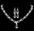 Simple bride full drill pearl and rhinestone necklace set on white background