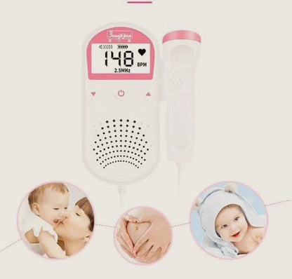 Fetal heart monitor with digital display, waterproof probe, and easy-to-use design for expectant mothers