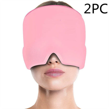 Soothing ice gel eye mask for headache relief, featuring a cooling gel pack and premium elastic cloth for a comfortable fit