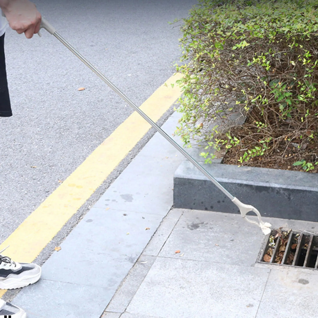 40cm stainless steel garbage picker with push-type handle for one-handed operation