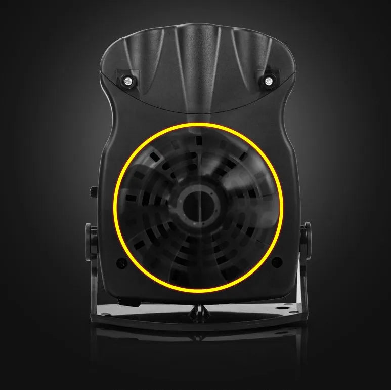 Electric car 12V heater defroster with three air outlets and 180-degree rotating base, black colour