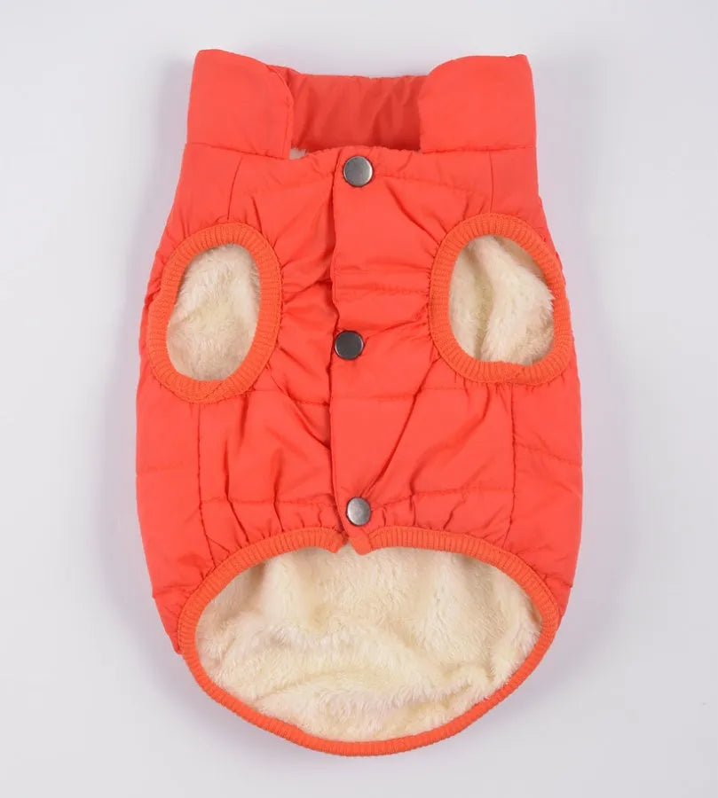 Cotton dog vest for small to medium dogs in red, blue, and brown colours