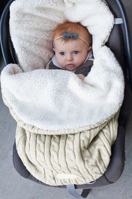 Cozy and warm baby stroller sleeping bag with plush lamb cashmere lining and cotton wool fill for superior winter comfort and protection