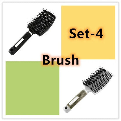 Detangling hairbrush with bristle and nylon teeth for effortless hair management and scalp massage