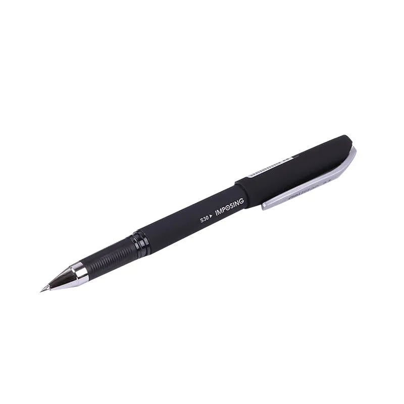 Frosted black 0.5mm quick dry business pen on white background