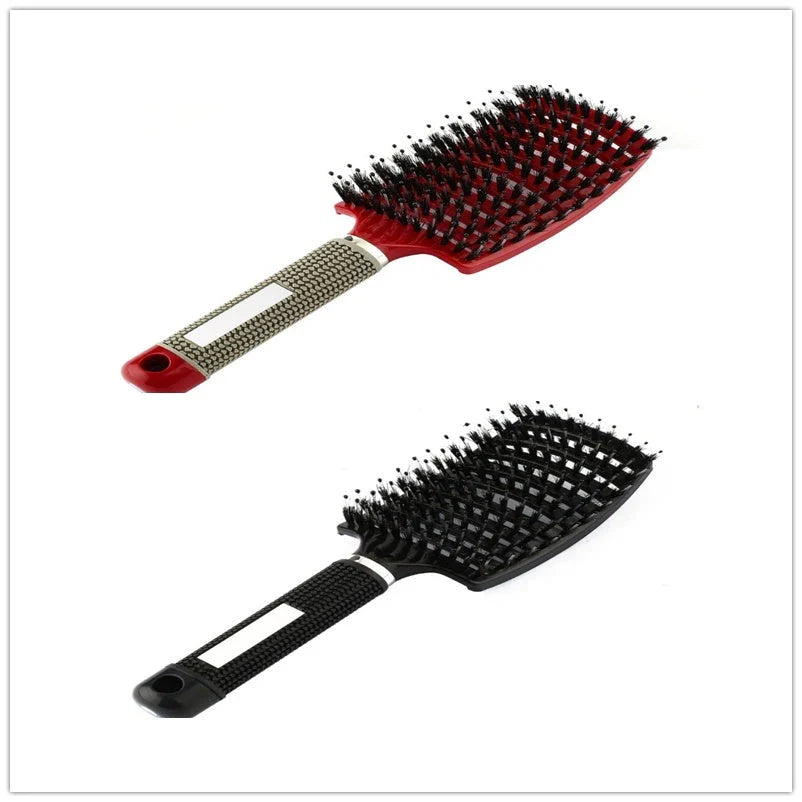 Detangling hairbrush with bristle and nylon teeth for effortless hair management and scalp massage