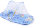 Blue foldable baby mosquito net tent with stainless steel bracket measuring 54x44cm