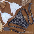 Brazil bikini suit with split design in black, rose red, white, and yellow colours