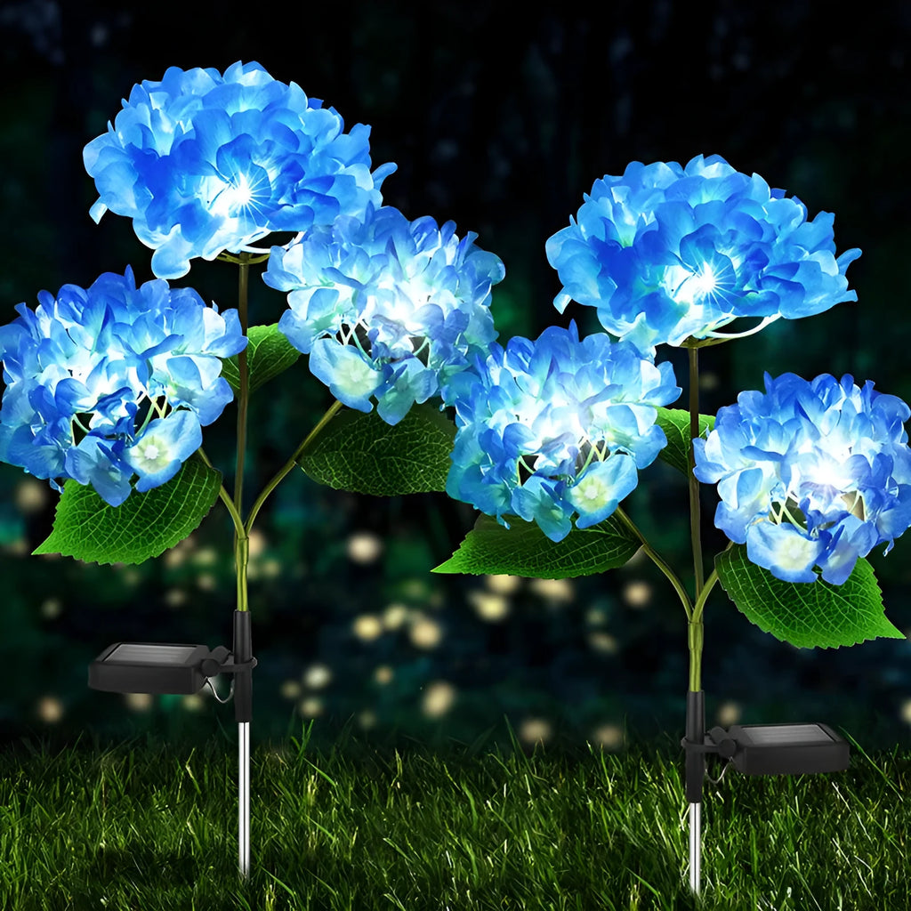 Solar hydrangea garden decorative lights in multiple colours with floor outlet design for outdoor placement