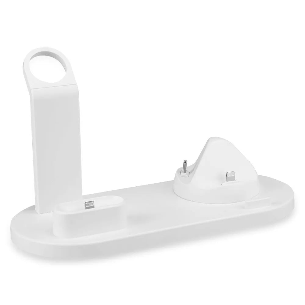 Three-in-one USB charging stand for wireless headphones in black and white colour options