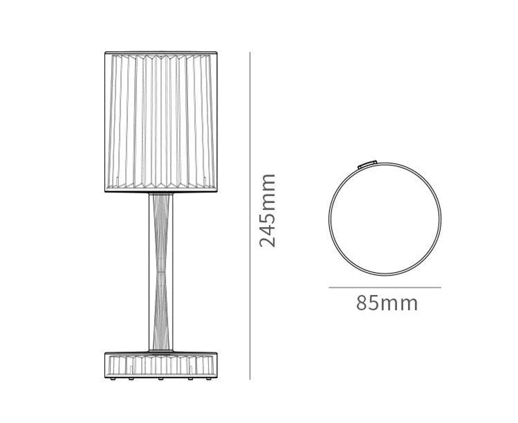 Diamond crystal glass table lamp with transparent finish for bedside, bar, or table atmosphere lighting