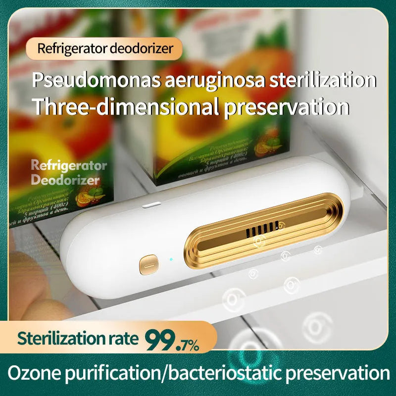 USB powered ozone deodorizer for refrigerators and small rooms, gold colour