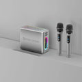 High-power outdoor karaoke Bluetooth speaker with dual microphones, 100W, waterproof, V60 black
