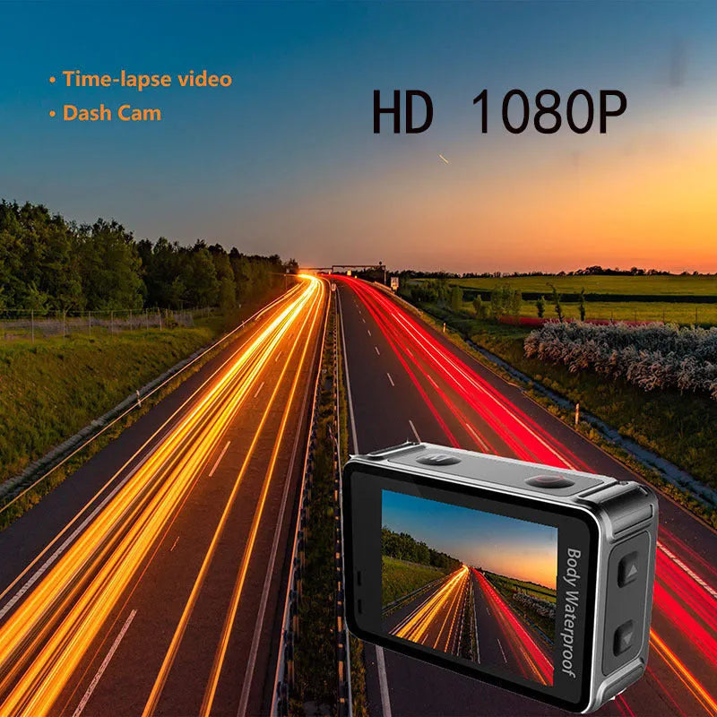 Black outdoor sports camera tachograph with 170 degree wide angle lens