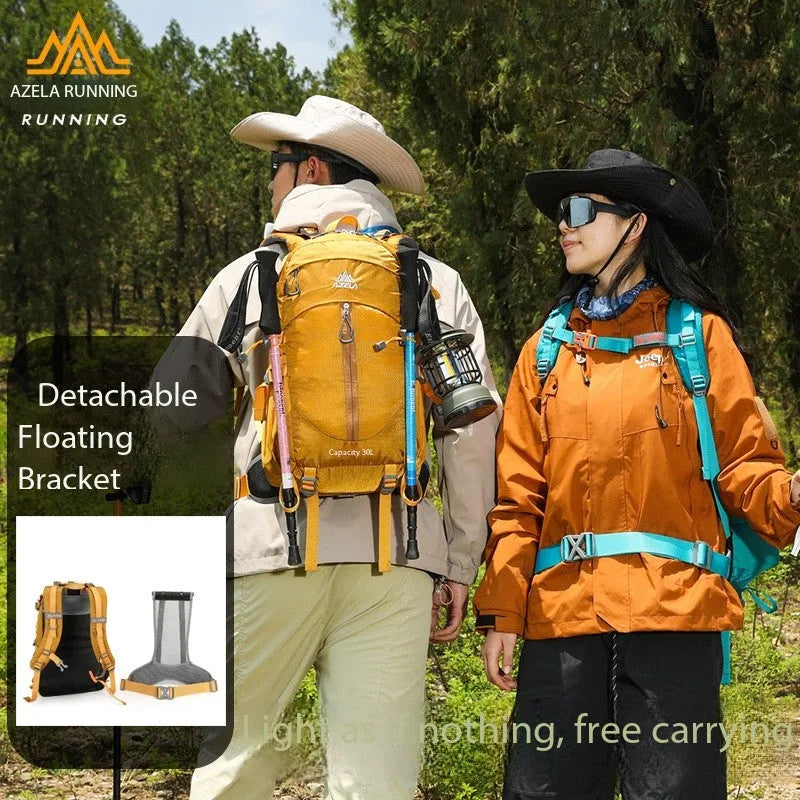AZELA 30L outdoor hiking backpack in blue, with adjustable straps, front view