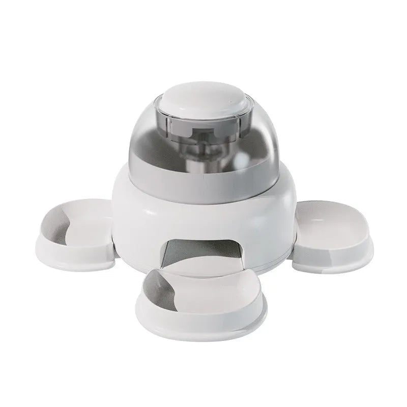 White plastic press leakage dog feeder with 500ml capacity and optional plate or disk