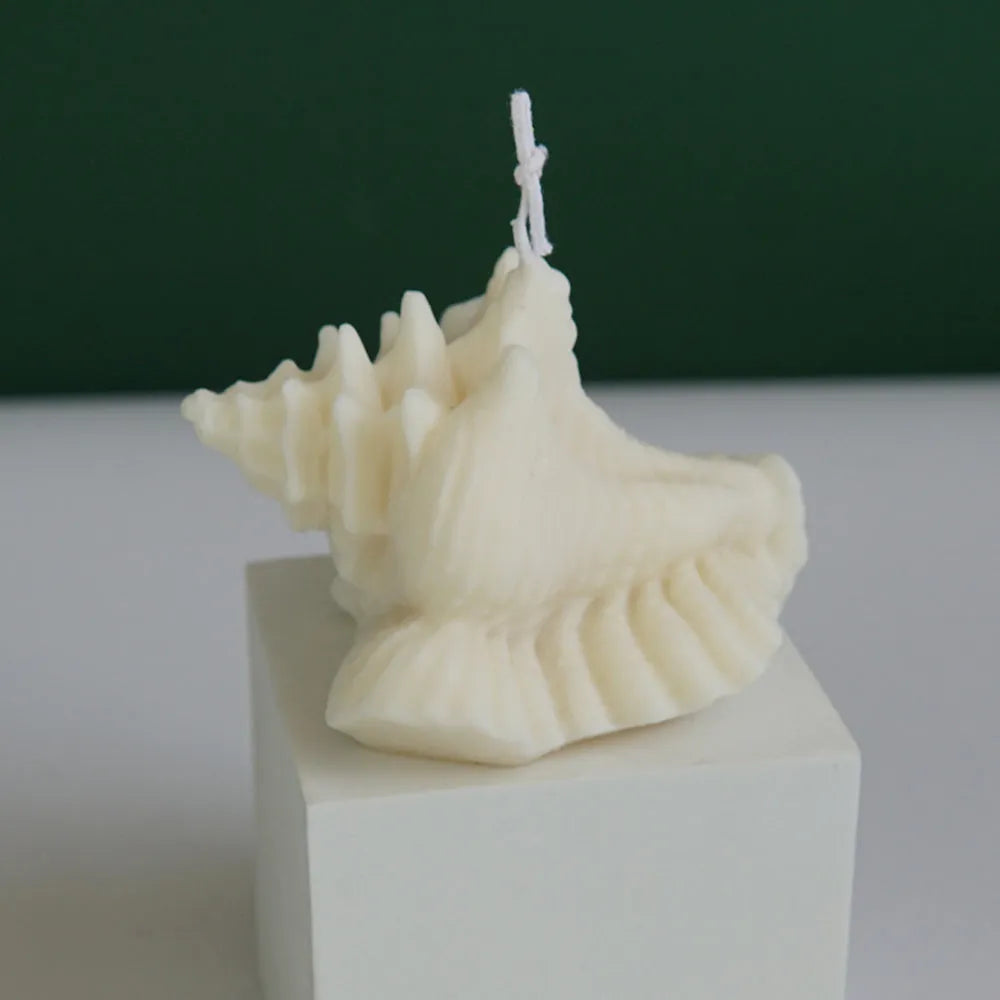 White irregular silicone mould for simulated conch shaped resin or candle crafts, size 10.5 x 10.5 x 6.6 cm