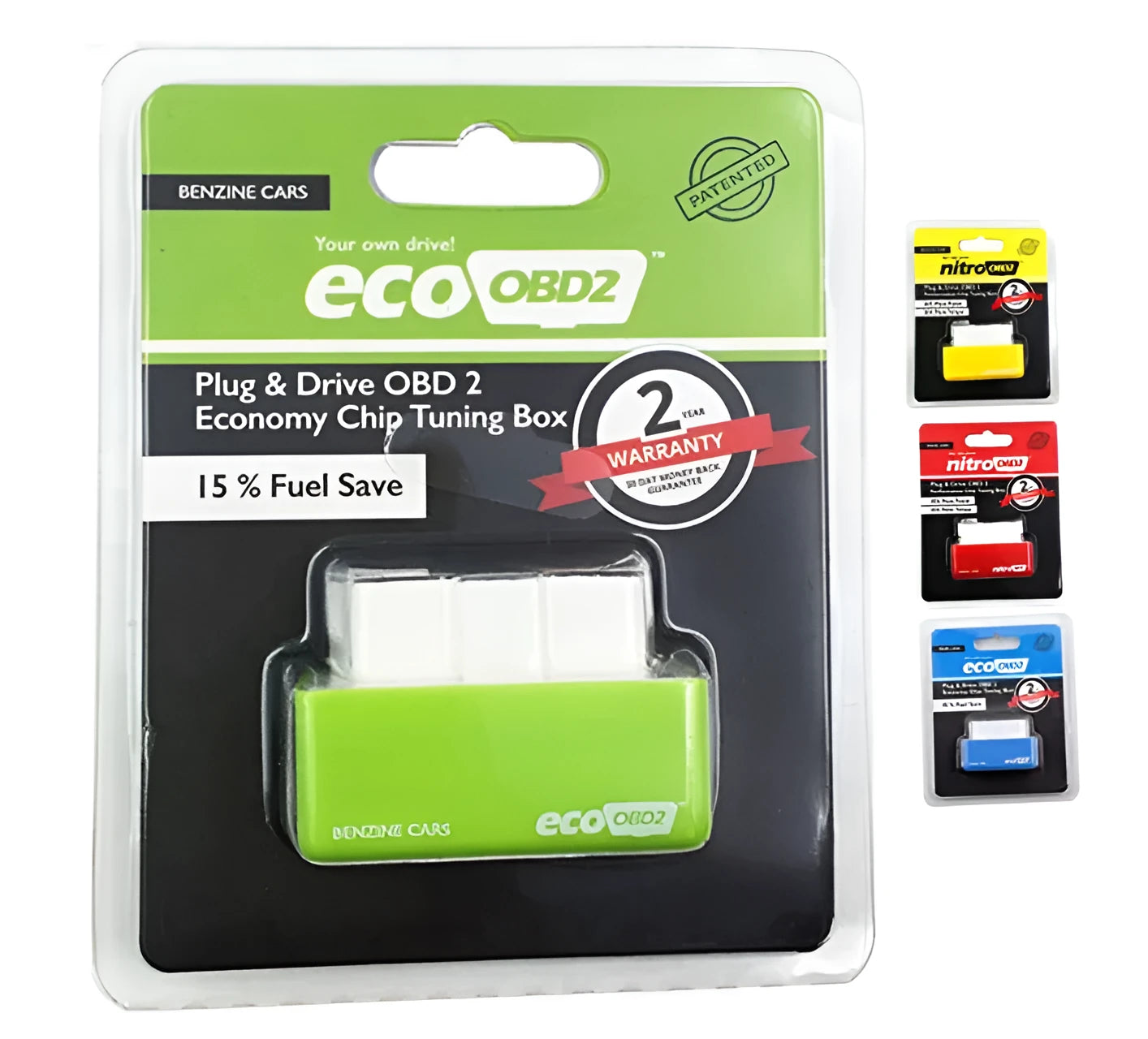 ECOOBD2 plug and play chip tuning box for petrol cars with OBD2 connector