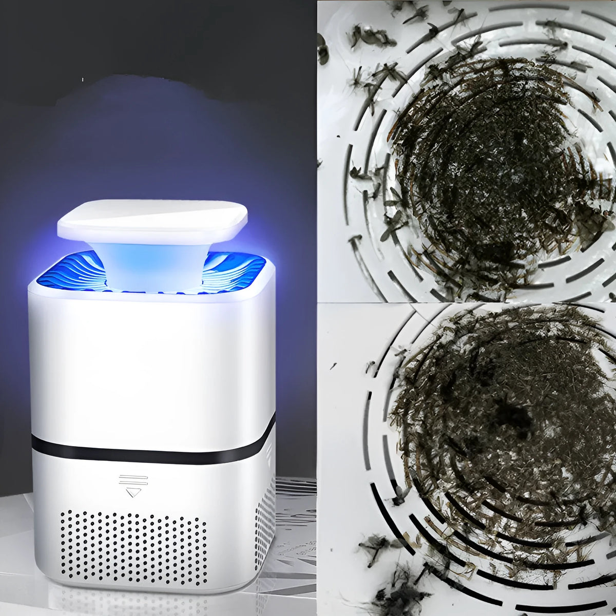 Photocatalyst mosquito killer lamp with USB cable, blue light physical mosquito control, white or black, for home use over 150 square metres.