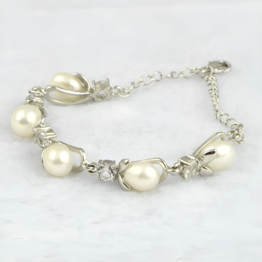 Freshwater pearl bracelet with Korean crown design for women, genuine pearl beads, pearl bracelet colour