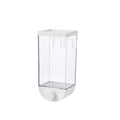 White transparent ABS kitchen food storage container with easy-press cereal dispenser and wall mount brackets
