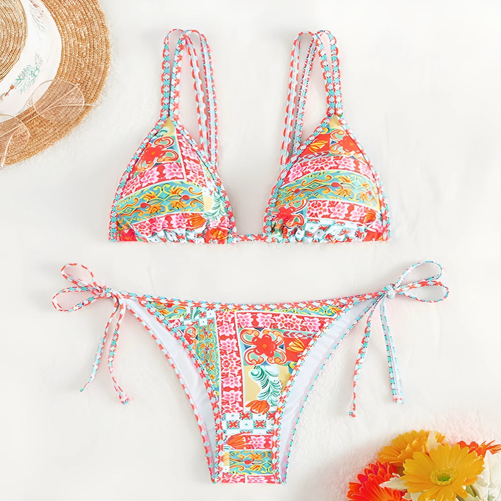 Women's one-piece lace-up swimsuit with backless design in picture colour
