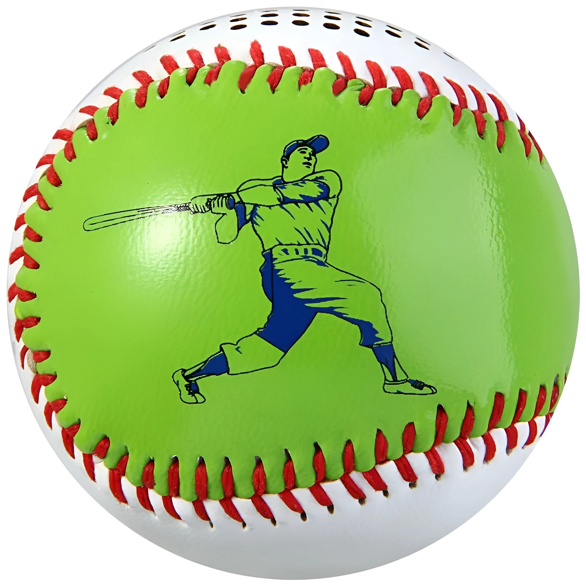 Baseball-themed Bluetooth portable speaker in green colour with USB port