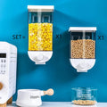 White wall mounted cereal dispenser transparent ABS plastic food storage container with easy press lid
