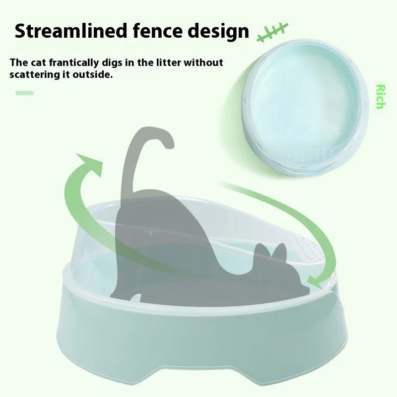 Round deodorant cat litter box in mint green and pink colour options showing large and small sizes.