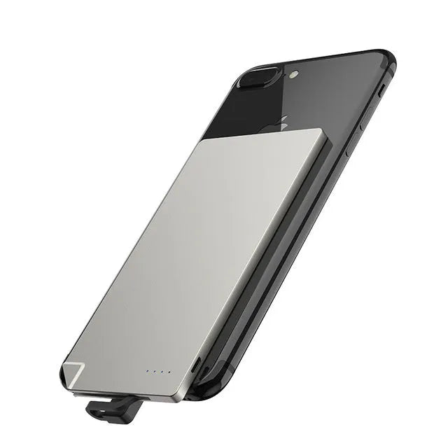 Silver graphene battery power bank measuring 140mm x 72mm x 4mm with 4000mAh capacity