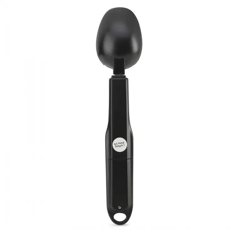 Digital kitchen measuring spoon with LCD screen showing weight measurement