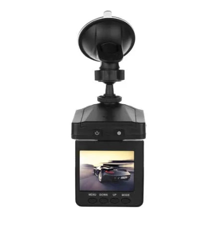 H198 HD six-light infrared car dash camera on a windshield with a 2.4-inch screen display.