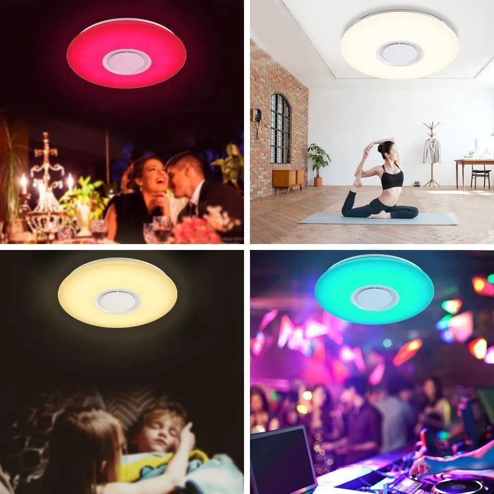 24W 40cm smart Bluetooth music LED ceiling lamp with white lampshade, controlled via mobile APP and voice