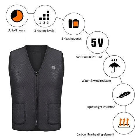 Versatile outdoor electric heated vest with adjustable heat settings, durable construction, and flexible design for all-season adventures