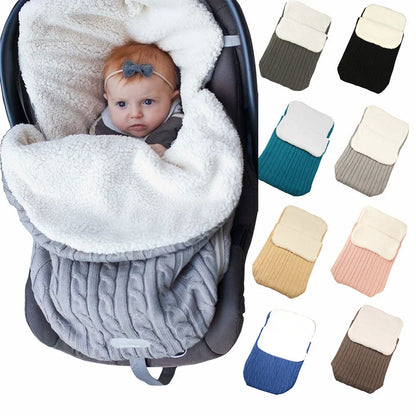 Cozy and warm baby stroller sleeping bag with plush lamb cashmere lining and cotton wool fill for superior winter comfort and protection