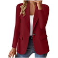 Women's long sleeve solid colour cardigan suit jacket with pocket, slim fit, shown in multiple colours